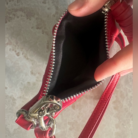 Red faux leather mini crossbody bag with silver hardware - Picture 3 of 3